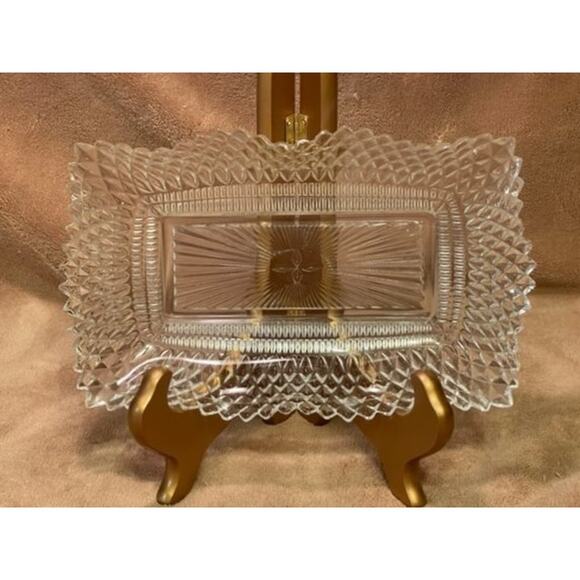 Vintage Cut Crystal Vanity/Decor Shallow Scalloped Edge Dish - Picture 1 of 6